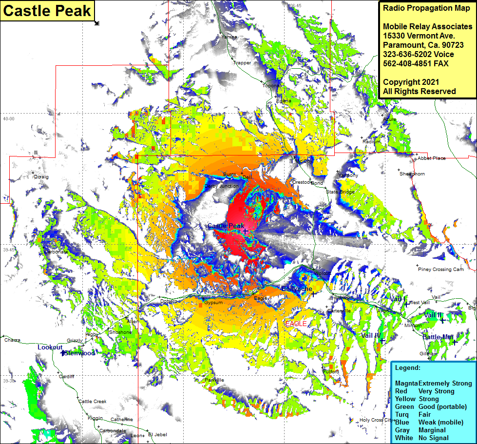 heat map radio coverage Castle Peak